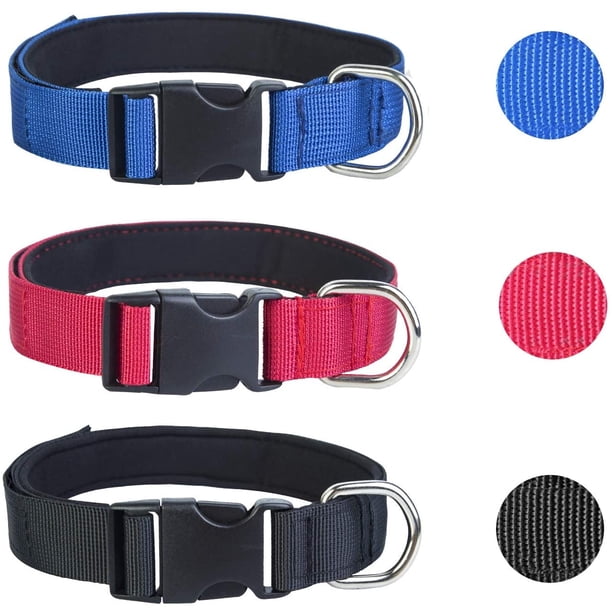 Paquete de 3 collares ajustables de nailon para perros, gatos y cachorros. Collares para perros y gatos. Tallas M/L/XL. Multiusos.
