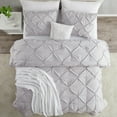 thumbnail image 4 of Pinch Pleat Duvet Cover Set, 3Pc Luxurious Premium Pintuck Style Comforter Cover, 4 of 18