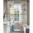 thumbnail image 4 of Beige Beach Coastal Sheer Curtains 84 Inch Length 2 Panels Set for Living Room/Bedroom, Summer Nautical Coral Shell Botanical Vintage Kitchen Curtains Grommet Curtains Window Treatments 52"x84"x2, 4 of 7