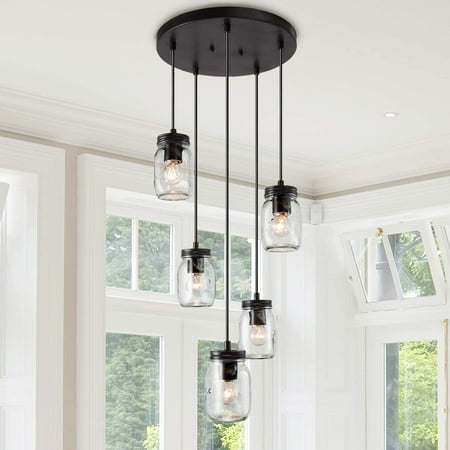 

LOG BARN Mason Jar Light Fixtures 5-Light Chandelier Light Fixture 12.5 Farmhouse Kitchen Lighting