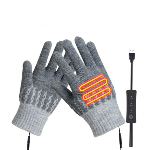 Guantes calefactables USB Guantes calefactables para invierno Guantes calefactables para pantalla táctil con 3 niveles de temperatura ajustables Guantes calefactables para hombre y mujer