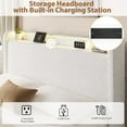 thumbnail image 2 of BeesClover Upholstered Bed Frame with LED Headboard, Cloud Bed Frame with LED USB Charging Station and 4 Storage Drawers, No Box Spring Needed, 2 of 8