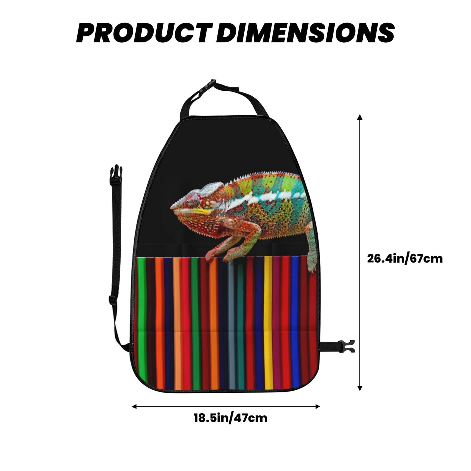 Xecao Chameleon Panther On Colored Pencils Pattern Car Seat Back Protector 2 Pack Large Capacity Pocket, Kick Mats Back Seat Protector