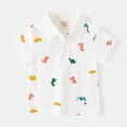 thumbnail image 5 of LYMAYTER Toddler Baby Boys Summer Short Sleeves T-Shirt Cartoon Cotton Tee Shirt Tops with Buttons Lapel Casual Dinosaurs Shirt Blouse for 1-8T, 5 of 11