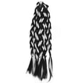 thumbnail image 1 of Braided Ponytail Extension Long Soft Boxing Braided Ponytail Extension for Women Children Daily Wear Black White, 1 of 4