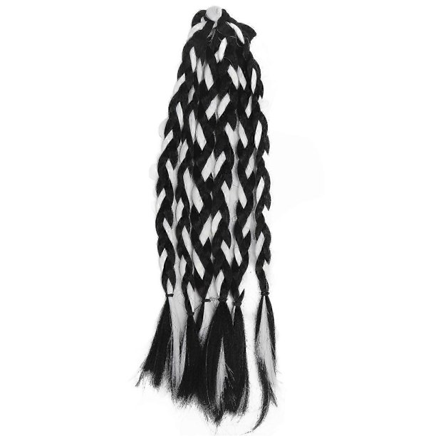 Extensión de coleta trenzada larga y suave para mujeres y niñas, para uso diario, color blanco y negro.