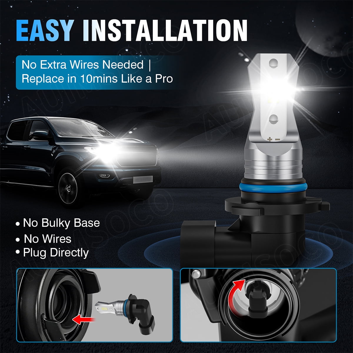 For Jeep Grand Cherokee 2012-2018 6X LED Headlights Replacement, High Low Beam & Fog Lights Super Bright White, 300% Brighter, Easy Install