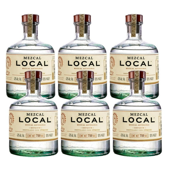 Caja de 6 Botellas de Mezcal Local Destilado Citrico 750ml