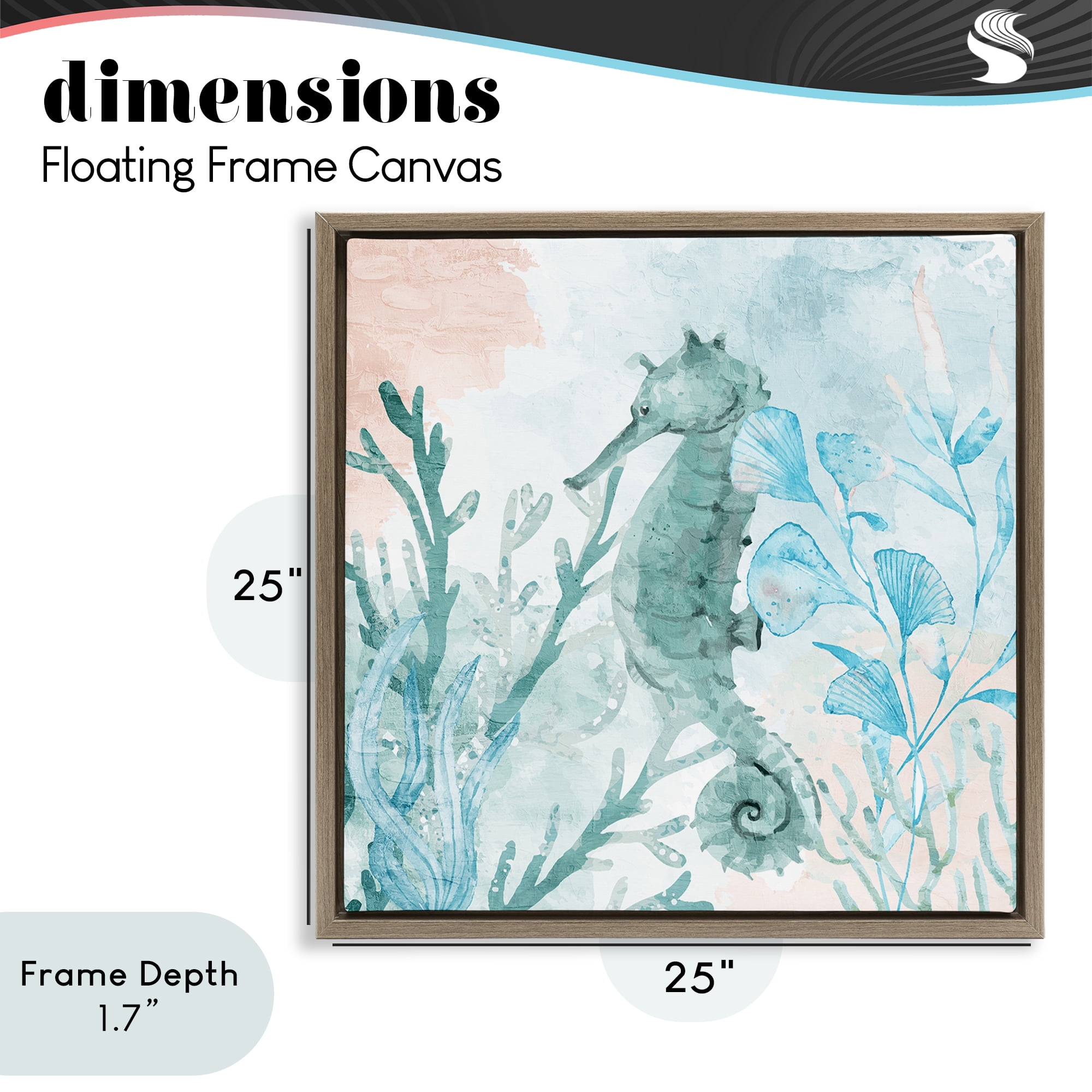 Stupell Industries Seahorse Sea Swim Brown Framed Floater Canvas Wall Art, design by Kim Allen