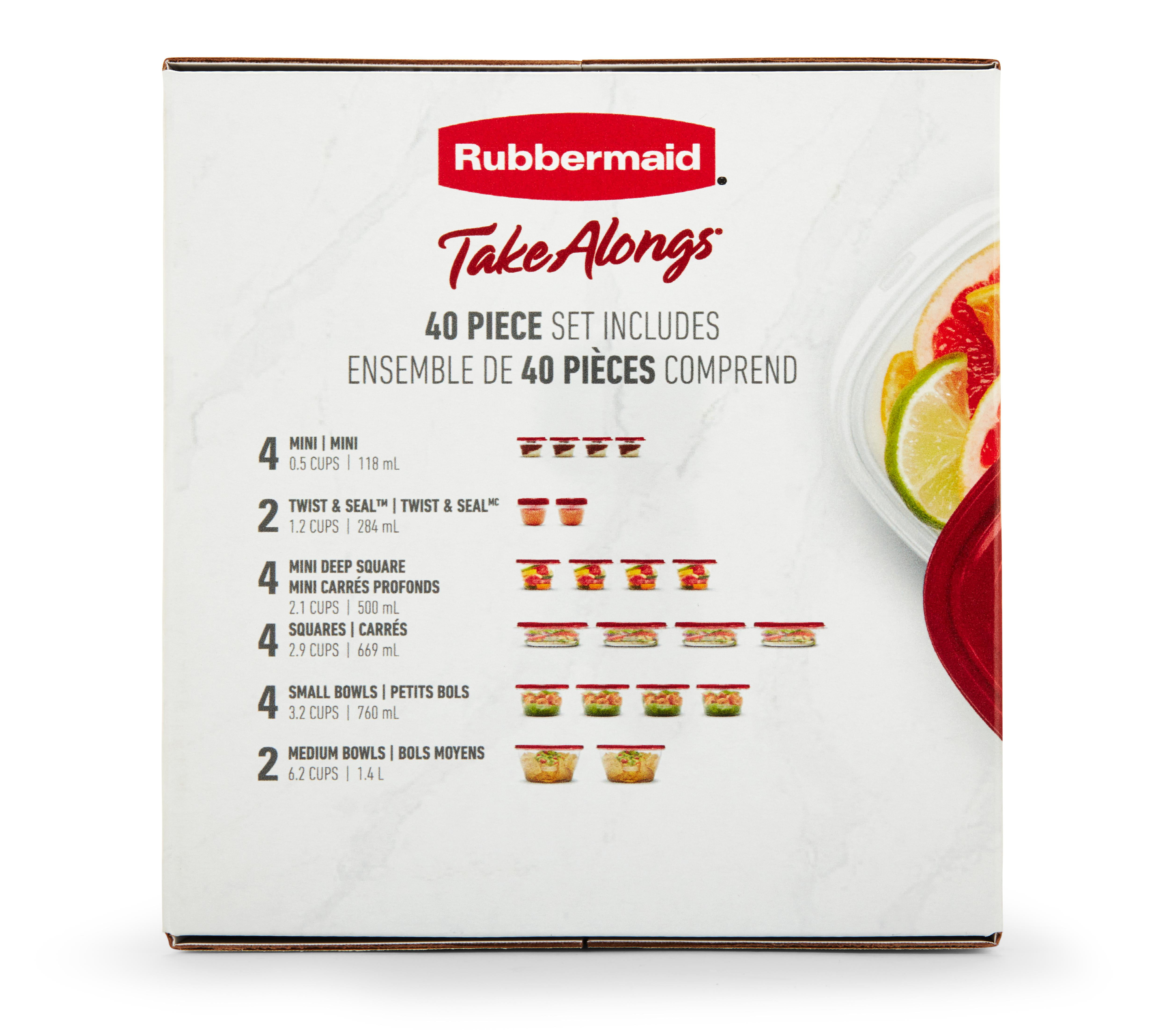 Rubbermaid TakeAlongs 40-Piece Food Storage Container Set in Red 1922500 -  The Home Depot