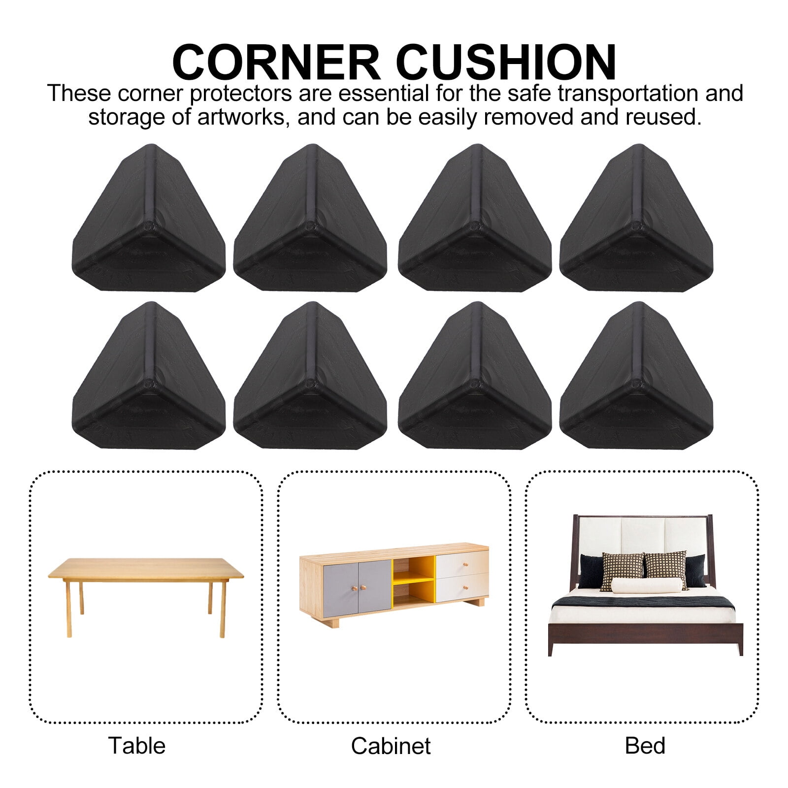 Soimiss 200Pcs Black Plastic Shipping Box Corner Protectors for Carton Cabinet Furniture