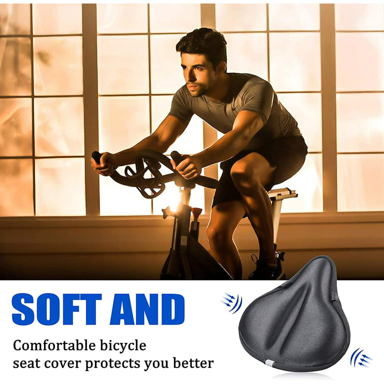 Gel Bike Seat Cover, Comfort Exercise Bike Seat Cushion Cover for Women  Men, Bike Seat Covers Fits Cruiser Mountain Road Stationary Bikes, Indoor  Cycling 