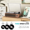 thumbnail image 3 of Tocadiscos WOCKODER Vintage para vinilo con Bluetooth, color marrón, 3 of 8