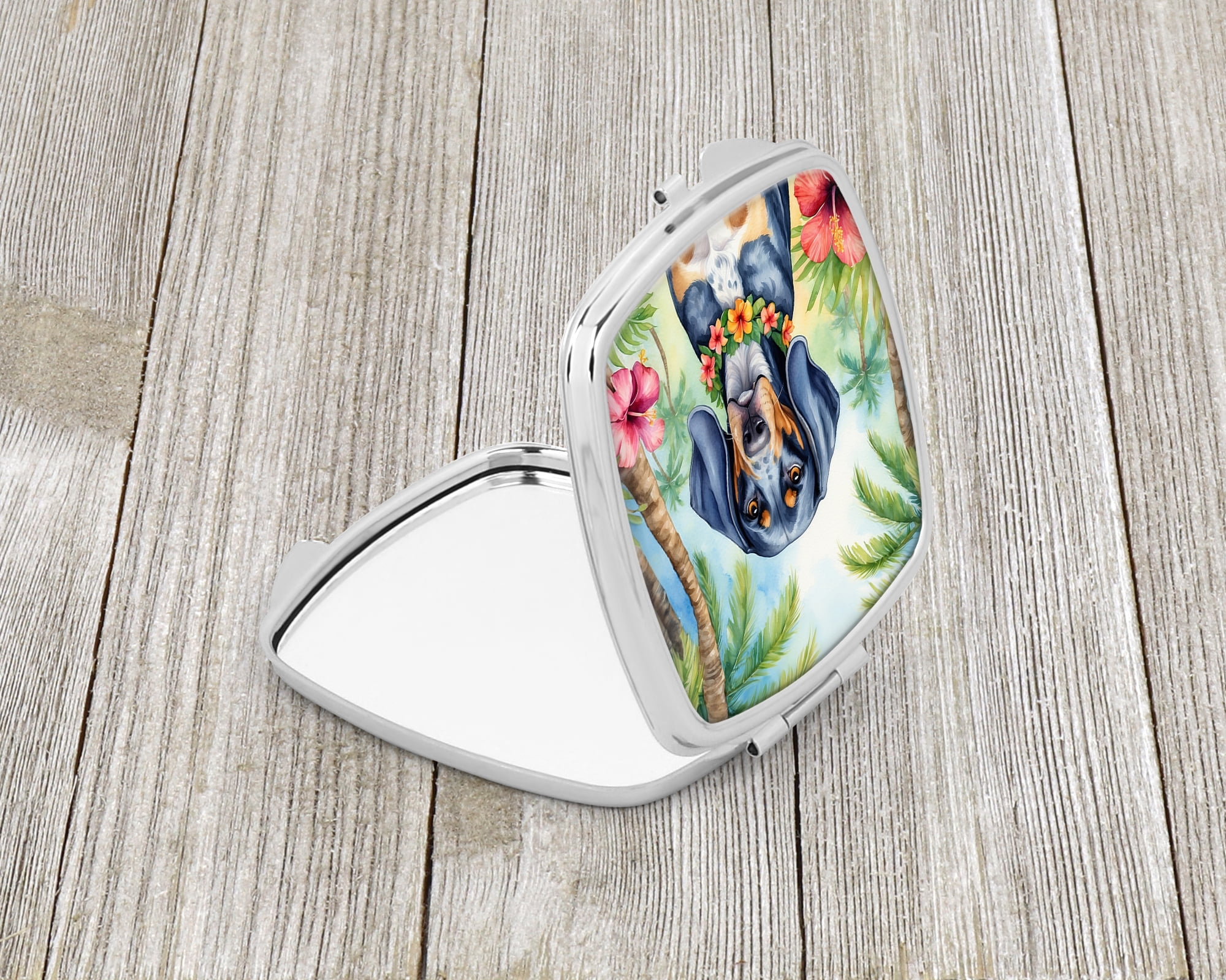 Bluetick Coonhound Luau Compact Mirror 2.75 in x 3 in
