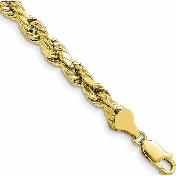 10K Yellow Gold 5.5mm Semi-Solid D/C Rope Chain (7 X 5.5) Made In Peru 10dh040-7