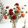 thumbnail image 2 of Farfi Fake Flower Eco-friendly Vivid Faux Silk Flower Artificial Rose Flowers Decor for Household (Orange), 2 of 13