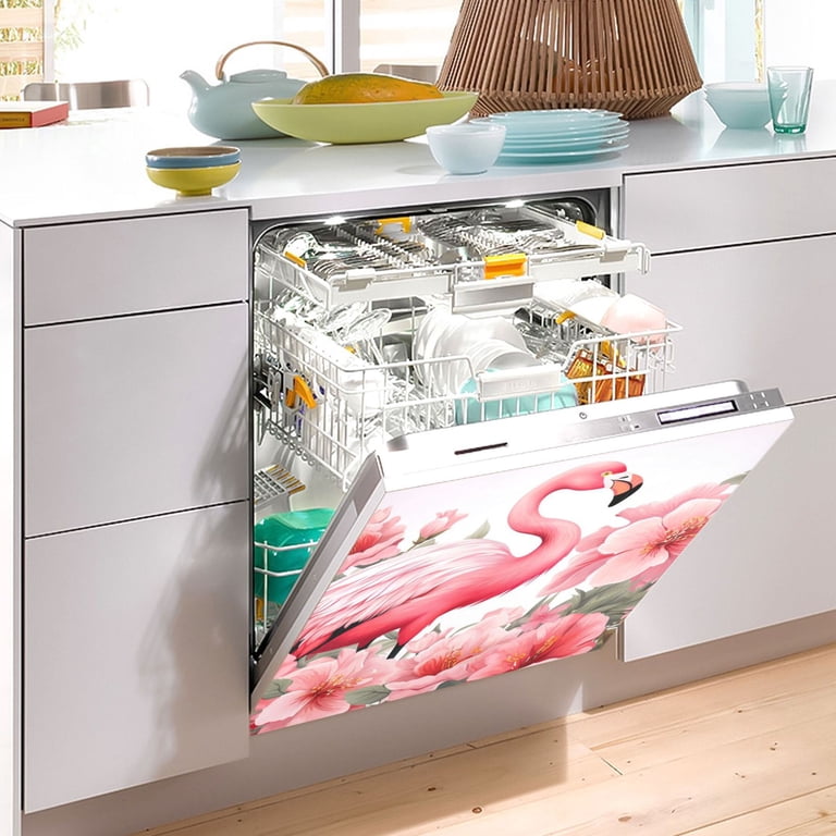 Sunflowers Bouquet Spring Dishwasher Magnet Cover Front Door White Wooden Decorative Refrigerator Covers Magnetic Sheet Sticker Wash Machine Fridge