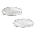 thumbnail image 1 of Oleegame 2PC Multi Purpose Round Stainless Steel Wire Steaming Barbecue Rack/ Baking Net/Grill/Pan Grate With Legs 1Pc Silver, 1 of 9