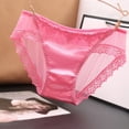 thumbnail image 3 of Satin Fashion Women's Mesh Transparent Lace Mid Low Waist Traceless Triangle Panties for Everyday Comfort and Fit Red M, 3 of 3