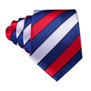Barry.Wang Men's Ties Formal Stripe Necktie Set with Handkerchief Cufflink Silk Woven