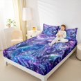 thumbnail image 4 of Manfei Cute Mermaid Princess Queen Sheet Sets,Watercolor Magic Animal Flat Sheet,Purple Blue Queen Fitted Sheet For Girls Kids,Ultra Soft Home Decor,4-Piece, 4 of 7