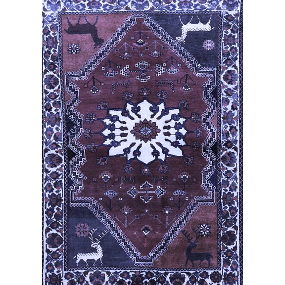 Ahgly Company Indoor Rectangle Persian Blue Traditional Area Rugs, 5' x 7'