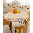 thumbnail image 4 of Round Tablecloth with Elastic Fall Thanksgiving Pumpkin Maple Leaves Rustic Botanical Southwestern Style Waterproof Stain-proof Table Cover Fitted Table Cloths for 36"-44" Round Tables Dining Kitchen, 4 of 6