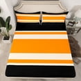 thumbnail image 2 of jejeloiu Geometric Stripes Lines Bed Sheets,Abstract Geometric Art King Sheets,Orange Black Beige Sheet Set For Adults,Breathable Home Decor,4 Pieces, 2 of 7