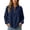 Dark Blue, variant on DYTTDG Women's Half Zip Pullover Sweatshirt, Crew Neck Drop Shoulder Long Sleeve Solid Casual Loose Top