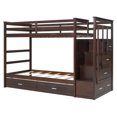thumbnail image 2 of Twin Over Twin Kids/Teens Bunk Bed with Buit-In Staircase, Wooden Storage Bed Frame with 6 Drawers, 2 of 8