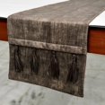 thumbnail image 7 of The HomeCentric Decorative Brown Table Runner 4 Seater Table Runner (14 x 60 inch) Pintucks, Tassels & Gold Foil Table Runner, Suede fabric Table Linen, Solid Modern - Kayla Brown, 7 of 7
