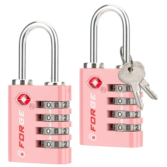 Luggage Lock Forge de doble apertura aprobado por la TSA (rosa, paquete de 2)