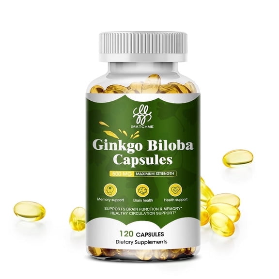Ginkgo Biloba Capsules 500mg | Herbal Supplement | 120 Vegetarian Capsules