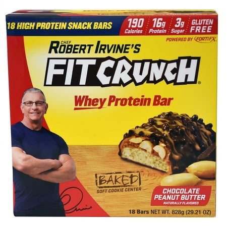 Chef Robert Irvines Fit Crunch Chocolate Peanut Butter Whey Protein Bars 18ct
