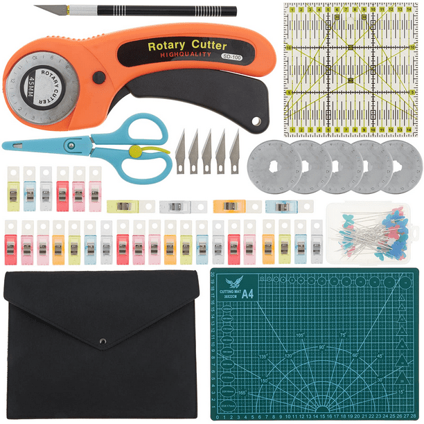 Allnice Rotary Cutter Set, 96 PCS Quilting Kit 45mm Fabric Cutters Kit