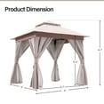 thumbnail image 6 of LAUSAINT HOME 8'x8' Outdoor Patio Gazebo, Double Roof Metal Frame with Mosquito Nettings, Privacy Screens and Anchoring Kit, Khaki, 6 of 8