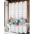 thumbnail image 4 of Summer Starfish No Hook Shower Curtain Waterproof,Bathroom Curtains with Snap in Liners and See Through Top Window,Blue Coral Beach Couch Coastal Grey Plaid Hotel Bathtub Curtains Shower 72"Wx84"L, 4 of 8