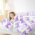 thumbnail image 4 of jejeloiu Cartoon Cute Bow Full Size Comforter Sets,Purple White Bedding Sets For Teens Reversible 3pcs, 4 of 8