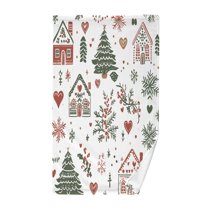 Yayeee 100% Cotton Hand Towels for Bathroom 16" x 28" Kitchen Towel, White Nordic Christmas House