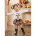 thumbnail image 4 of RUINIXCW Baby Girls Thanksgiving Clothes, Long Sleeve Letters Turkey Romper with Plaid Shorts Headband Socks, 4 of 9