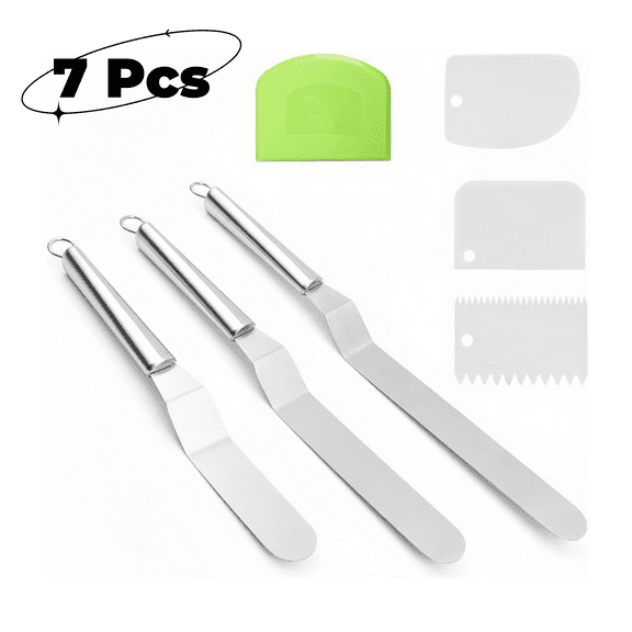 Kitchen Offset Spatulas Set, Dough Spatula and Cake Spatula, Stainless Steel Spatula (6-inch, 8-inch, and 10-inch Blades)