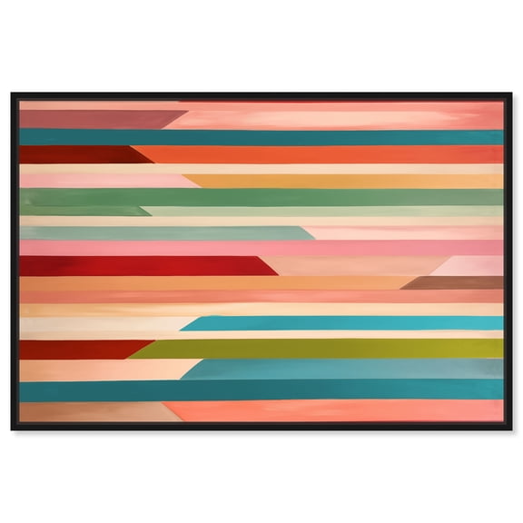 Burning Desert Modern Color Block Geometric Canvas Wall Art by Art Remedy, Black Floater Frame, 15"x10"
