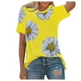 thumbnail image 2 of Pntutb - Camiseta de manga corta con cuello redondo y estampado de margaritas para mujer Pntutb Pntutb-7948, 2 of 4