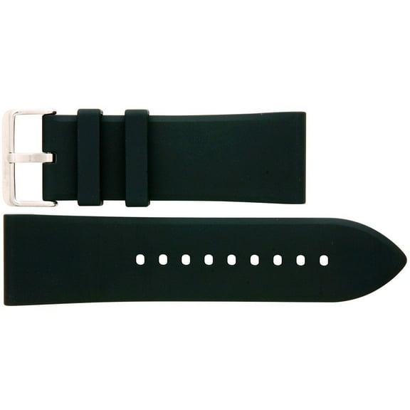22mm Black Genuine Rubber Sports Watch Strap