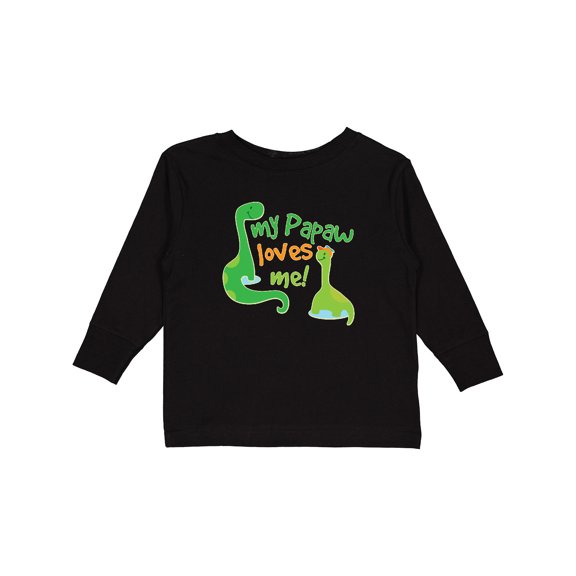 Inktastic My Papaw Loves Me dinosaur Boys Long Sleeve Toddler T-Shirt