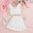 thumbnail image 5 of LUOGENLI Little Girls Outfits Size 7/8 Summer Toddler Girls Summer Fly Sleeve Solid Tops and Skirts Outfits Clothes Set for Child Clothes Girls Summer Outfits Size 8-10 Under 20 9-10 Years, 5 of 7