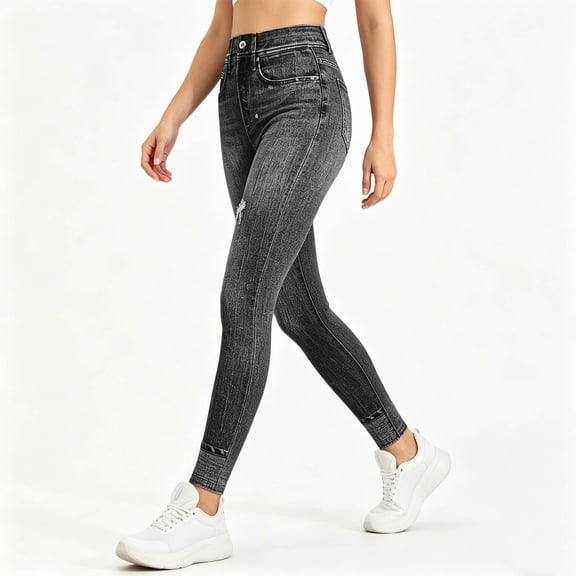 Zysthvn Women's Jeans Skinny Casual Womens Trousers High Waisted Slim Fit Button Solid with Pockets Pants