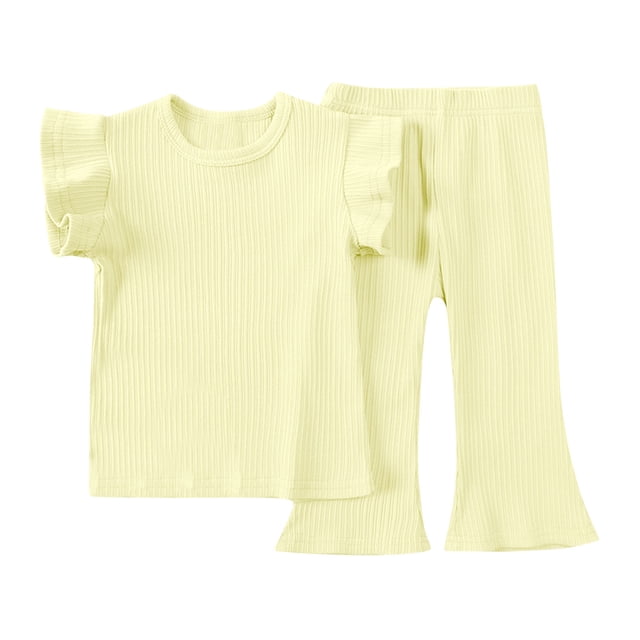 Birdeem Mode Filles Décontracté Manches Courtes Hauts Col Rond Bouton Pantalons Longs Unis Ensembles