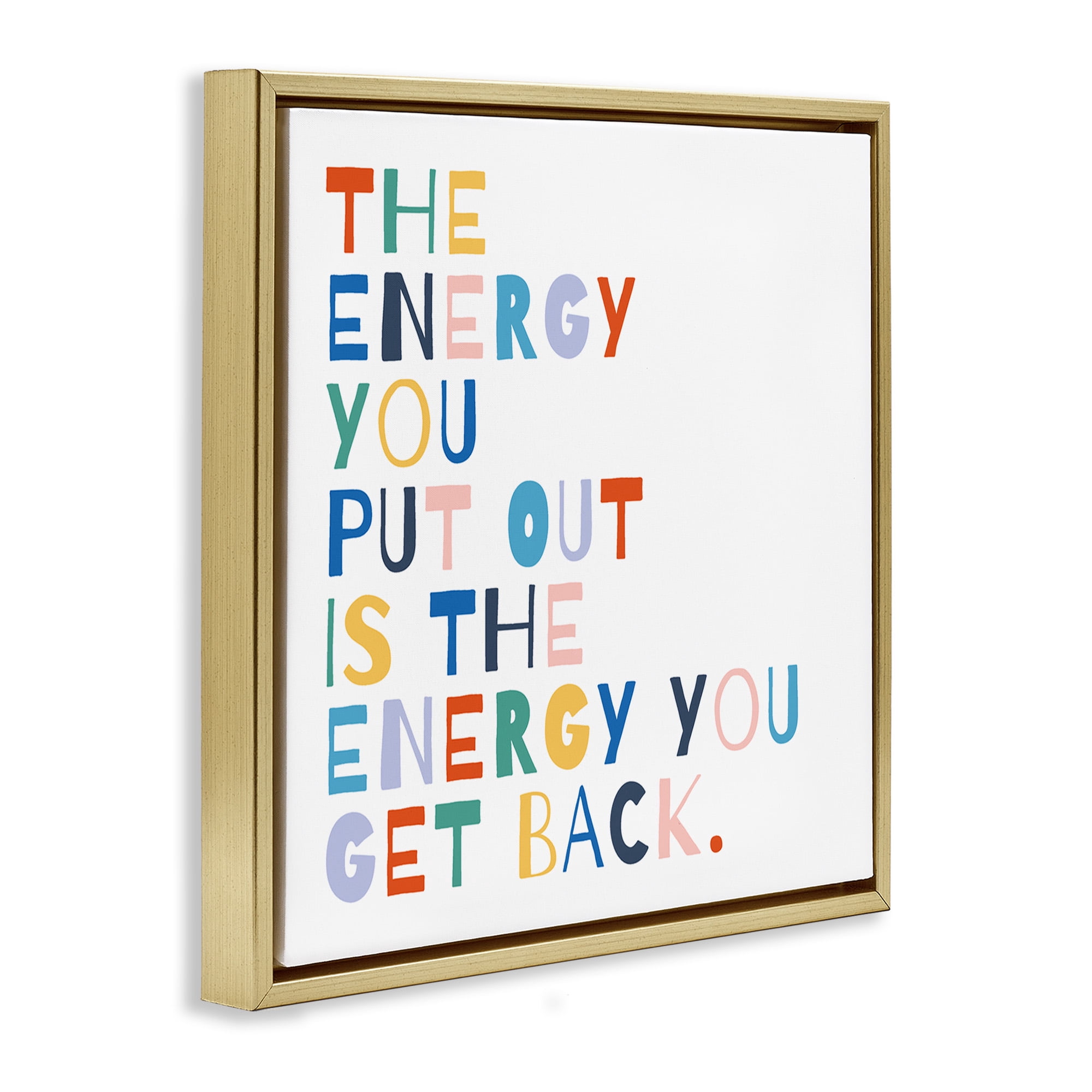 Stupell Industries Motivational Rainbow Phrase Inspirational Painting Gold Floater Framed Canvas Art Print Wall Art, 18 x 18
