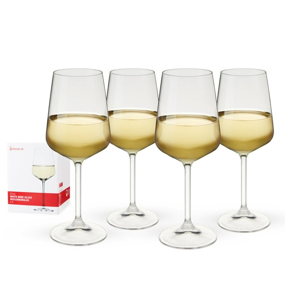 Spiegelau Style White Wine Glasses, Set of 4, European-Made Lead-Free Crystal, Classic Stemmed, Dishwasher Safe, Professional Quality White Wine Glass Gift Set, 15.5 oz